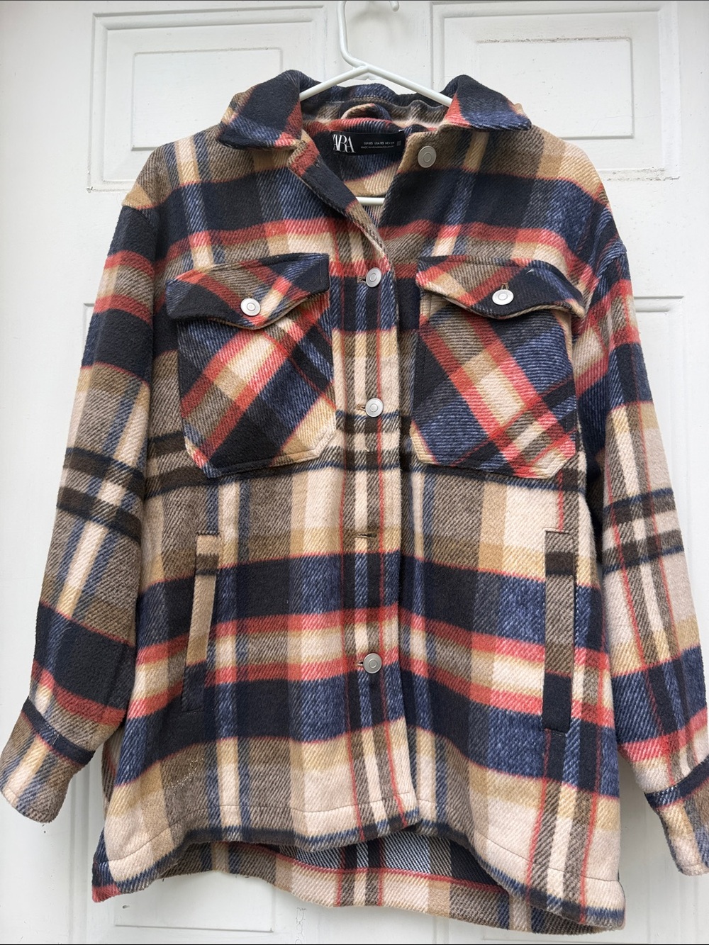 Zara plaid button down long shirt jacket